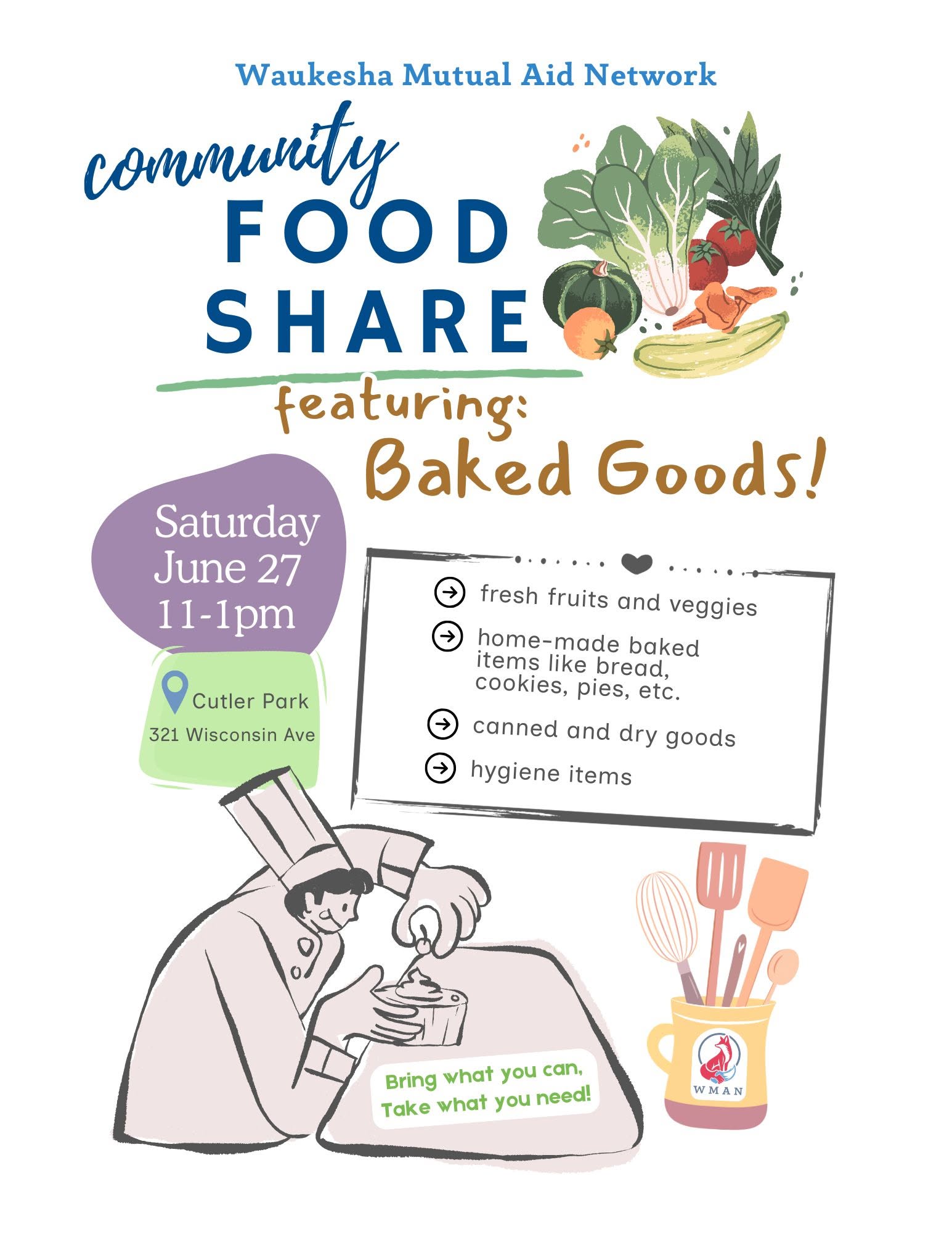 June 27 Community Food Share featuring Baked Goods
