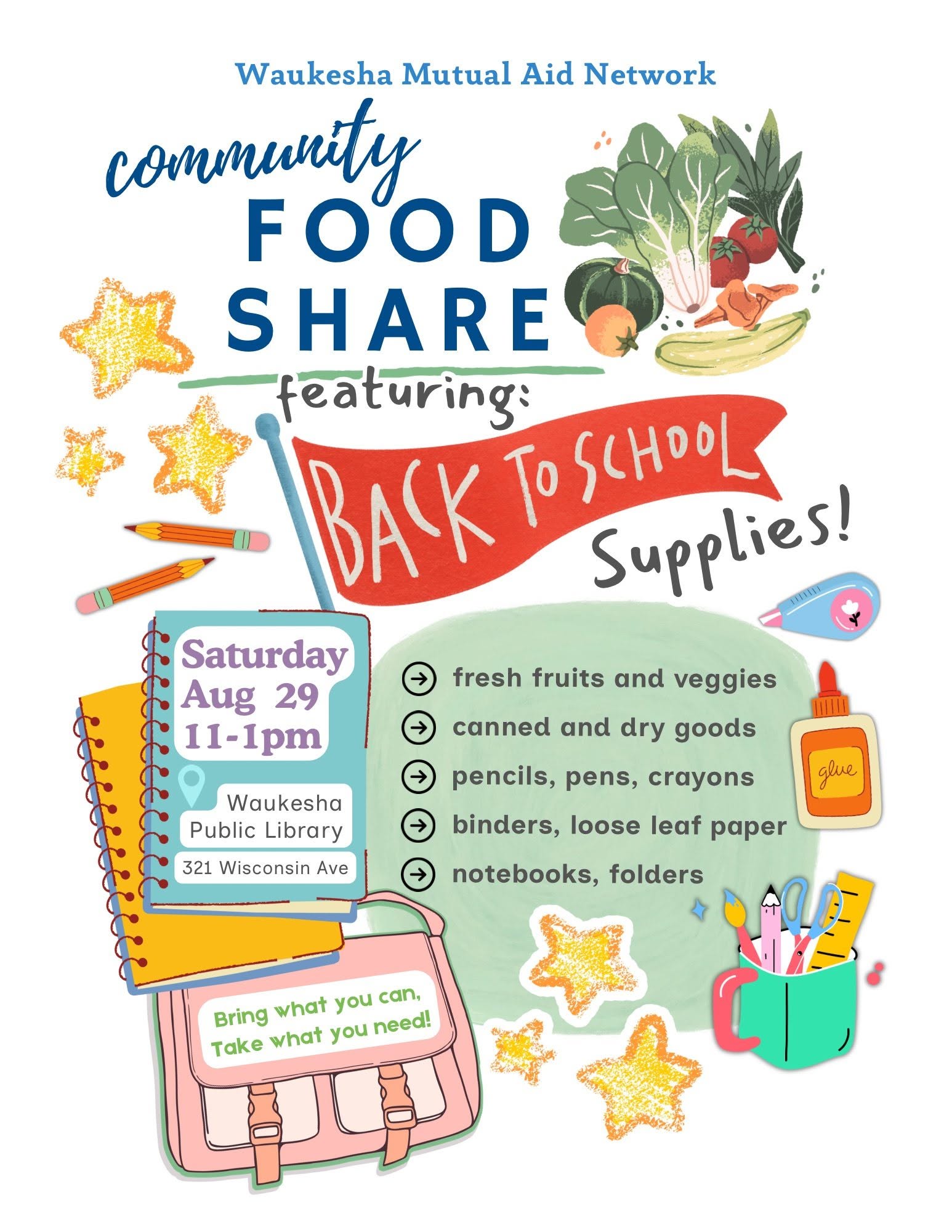 August 29th, 2026 Foodshare & Back to School supplies